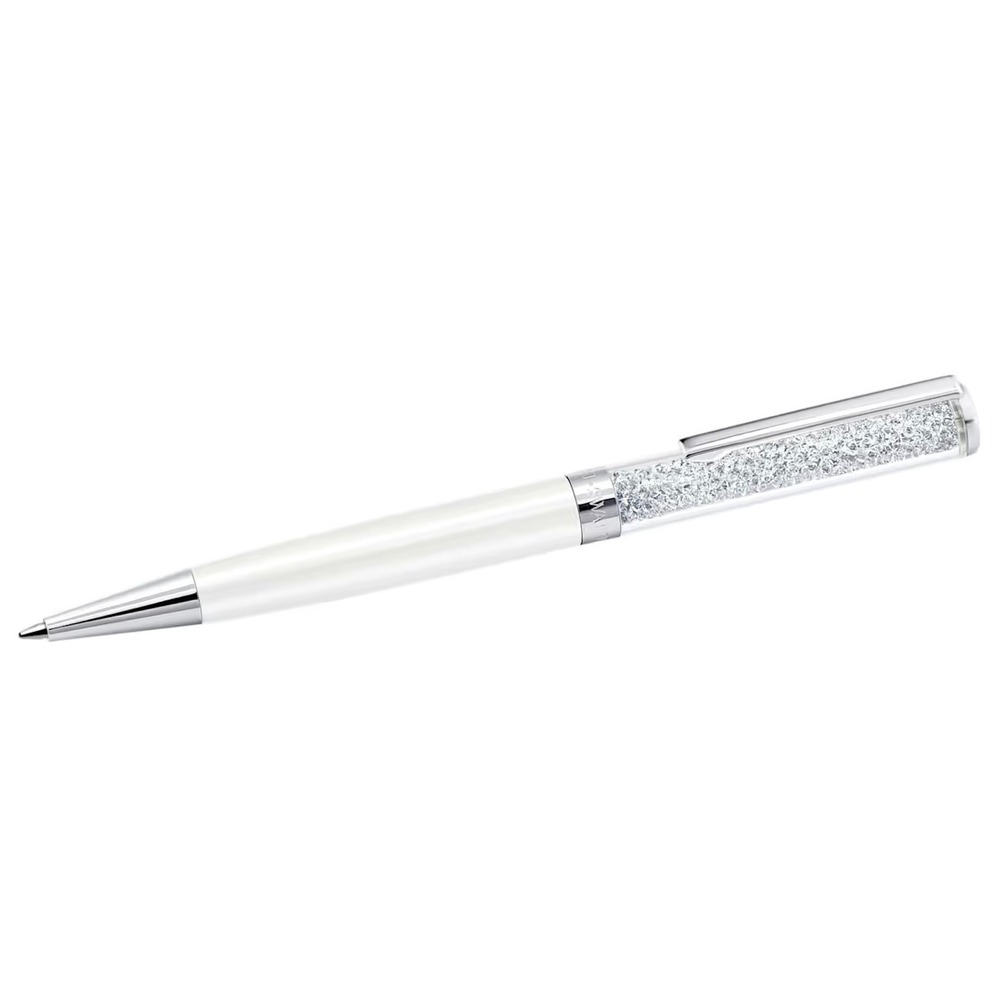 Swarovski Crystalline White Pen Silver Tone Accents Logo Refillable Gift Writes!